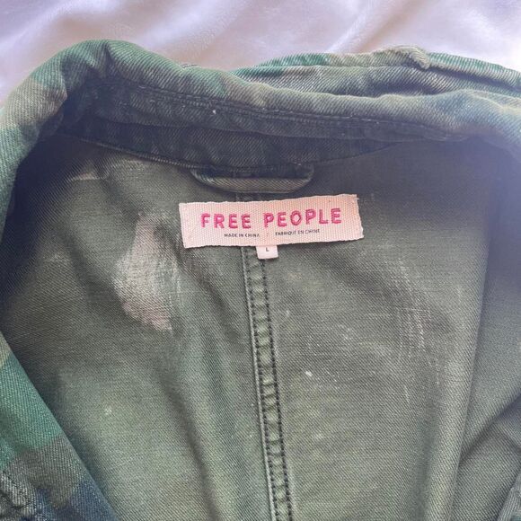 Free People Seize The Day Green Camo Military Jacket Size Large - Picture 6 of 9